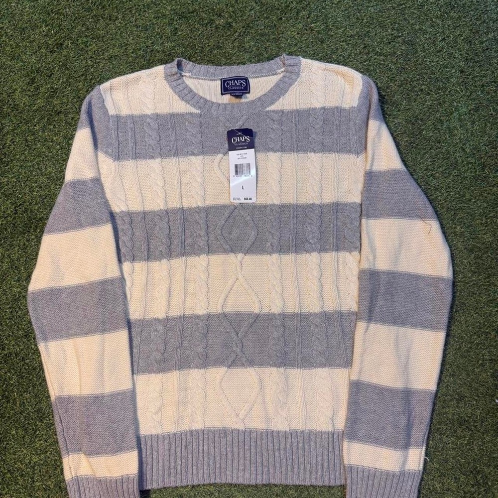 Chaps Classics Cable Knit Striped Sweater – Size L